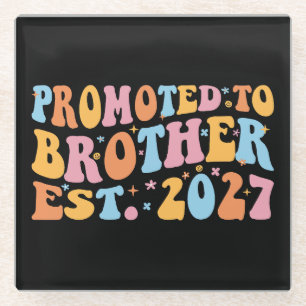 Promoted To Brother Est 2027 Big Brother Glass Coaster