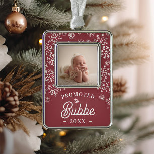Promoted to Bubbe   Baby Photo Grandma Silver Plated Framed Ornament