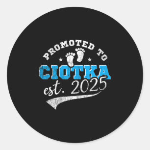 Promoted To Ciotka 2025 New Lish Aunt Vintage Classic Round Sticker