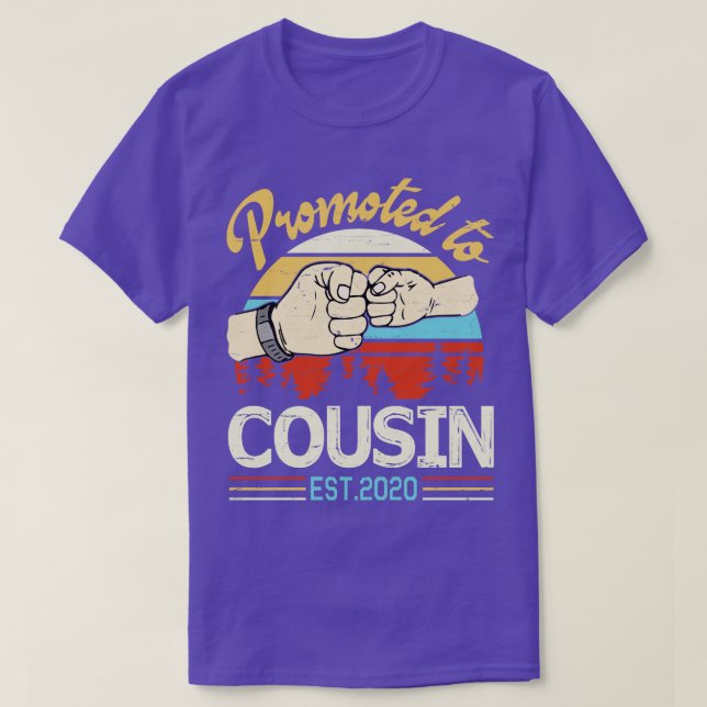 Promoted To Cousin Est 2020 Happy Father Parent Su T-Shirt (Design Front)