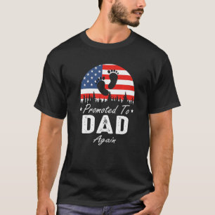 Promoted To Dad Again 2024 US Flag Father's Day Pr T-Shirt
