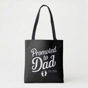 Promoted To Dad EST 2025 Funny Soon To Be Dad Tote Bag