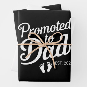 Promoted To Dad EST 2025 Funny Soon To Be Dad Wrapping Paper Sheet