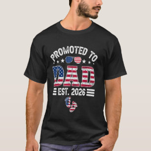 Promoted To Dad Est 2026 Pregnancy USA Flag First  T-Shirt