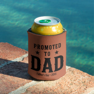 Promoted to Dad Fathers Day Pregnancy Reveal Can Cooler