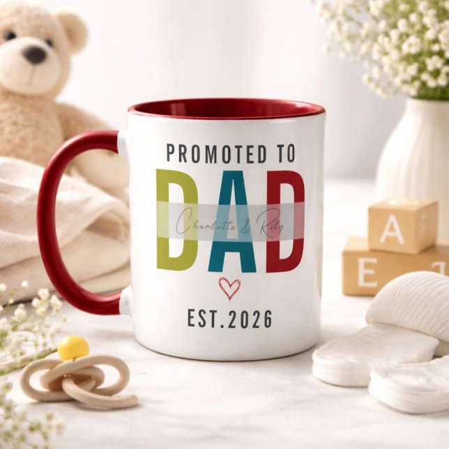 Promoted to Dad Personalised Photo | First Father Mug (Promoted to Dad | Personalized First Father’s Day Mug)