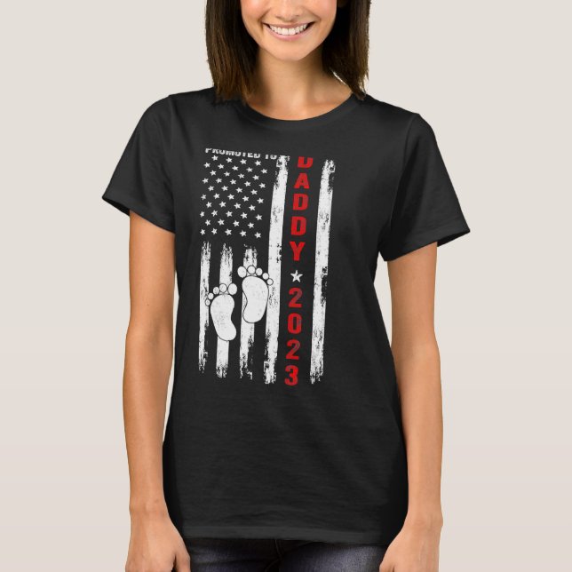 Promoted To Daddy 2023 First Time Fathers Day New  T-Shirt (Front)