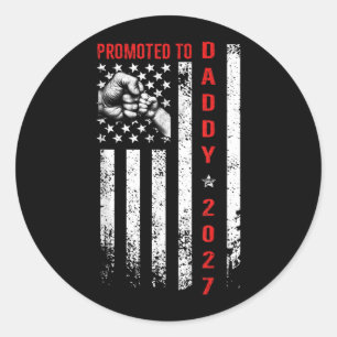 Promoted To Daddy 2027 First Time Fathers Day New Classic Round Sticker