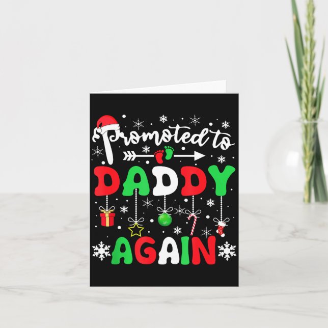 Promoted To Daddy Again Christmas Pregnancy Announ Card (Front)
