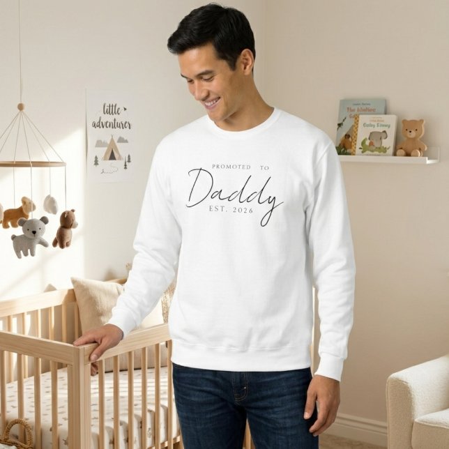 Promoted To Daddy Cosy Family Script Design Sweatshirt (Creator Uploaded)