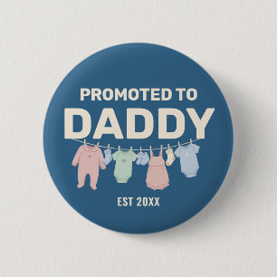 Promoted to Daddy Custom Blue Baby Shower Party 6 Cm Round Badge