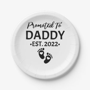 Promoted to daddy est 2022 new dad father's day paper plate