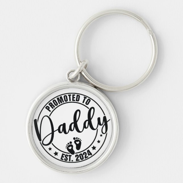 Promoted to Daddy Est 2024 - First Time Dad Key Ring (Front)