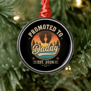 Promoted to Daddy Est 2026 Metal Tree Decoration