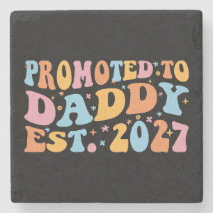 Promoted To Daddy Est 2027 New Dad Announcement Stone Coaster