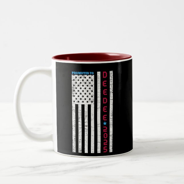 Promoted To DEE-DEE Daddy First Time Dad Patriotic Two-Tone Coffee Mug (Left)