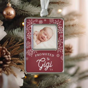 Promoted to Gigi   Baby Photo Grandma Silver Plated Framed Ornament