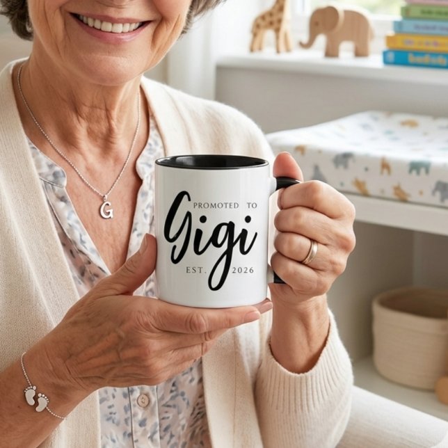Promoted To Gigi Elegant EST Year Script Mug (Creator Uploaded)