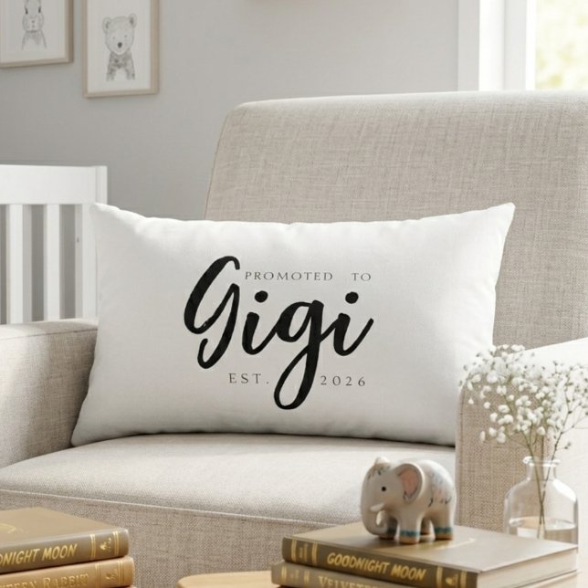 Promoted To Gigi Soft Keepsake Script Lumbar Cushion (Creator Uploaded)