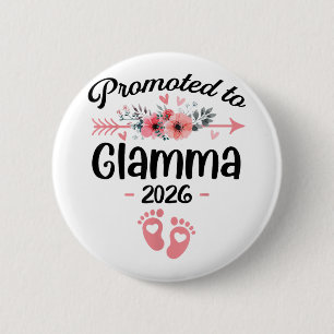 Promoted To Glamma Est 2026 Floral _1 6 Cm Round Badge