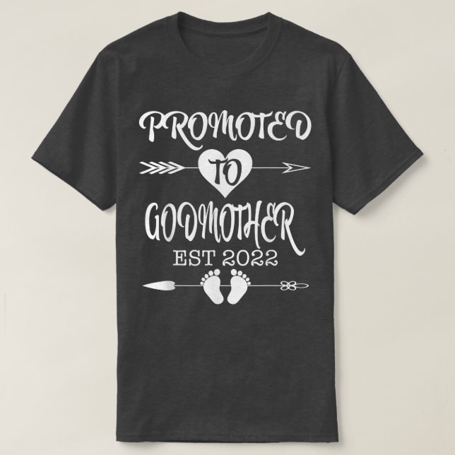 Promoted To Godmother EST 2022 Pregnancy Reveal  T-Shirt (Design Front)