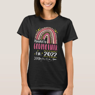 Promoted To Godmother Est 2022 Rainbow Leopard Mot T-Shirt