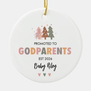 Promoted to Godparent Proposal Ornament, Godfather Ceramic Tree Decoration