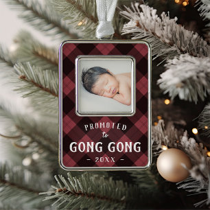 Promoted to Gong Gong   Baby Photo Grandpa Silver Plated Framed Ornament