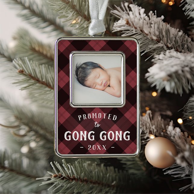 Promoted to Gong Gong | Baby Photo Grandpa Silver Plated Framed Ornament (Creator Uploaded)