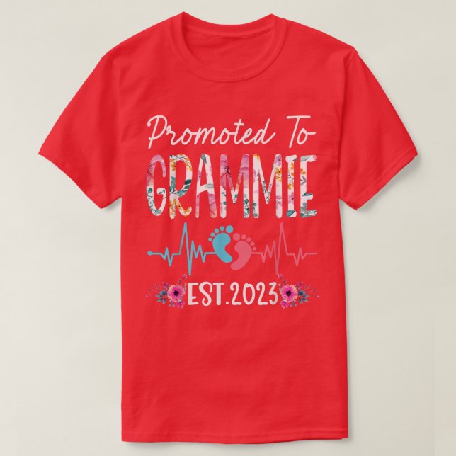 Promoted to Grammie 2023 Mothers Day Christmas Fir T-Shirt (Design Front)