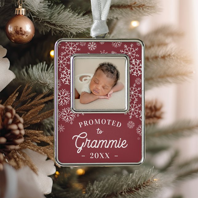 Promoted to Grammie | Baby Photo Grandma Silver Plated Framed Ornament (Creator Uploaded)
