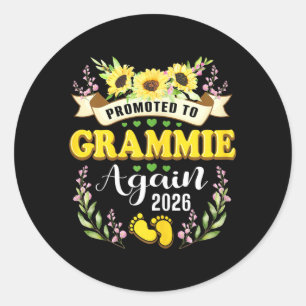 Promoted to Grammie Mum 2026 Sunflower Mummy Classic Round Sticker