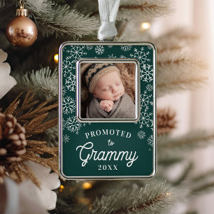 Promoted to Grammy   Baby Photo Grandma Silver Plated Framed Ornament