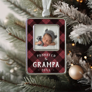 Promoted to Grampa   Baby Photo Grandpa Silver Plated Framed Ornament