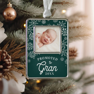 Promoted to Gran   Baby Photo Grandma Silver Plated Framed Ornament