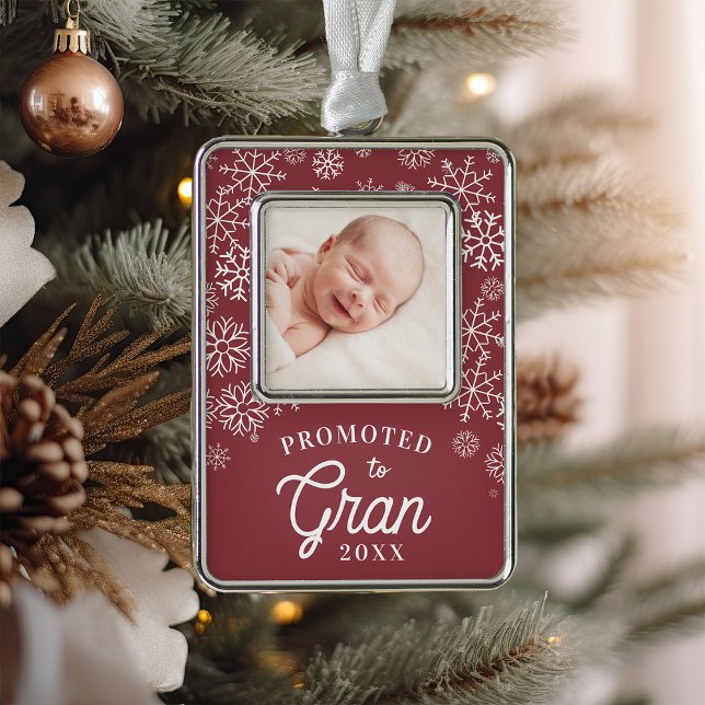 Promoted to Gran | Baby Photo Grandma Silver Plated Framed Ornament (Creator Uploaded)