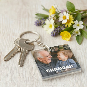 Promoted To Grandad Established Photo Key Ring