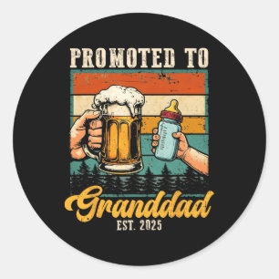 Promoted To Granddad Est 2025 Retro Fathers Day Da Classic Round Sticker