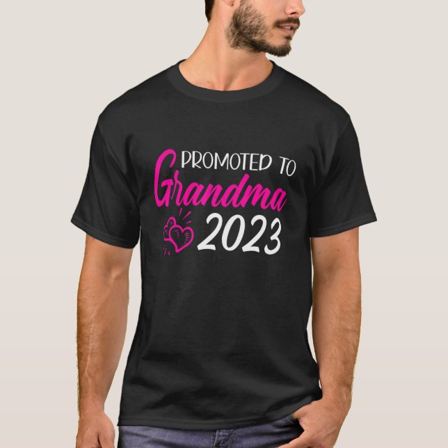 Promoted to Grandma 2023 New Baby Announcement Rev T-Shirt (Front)