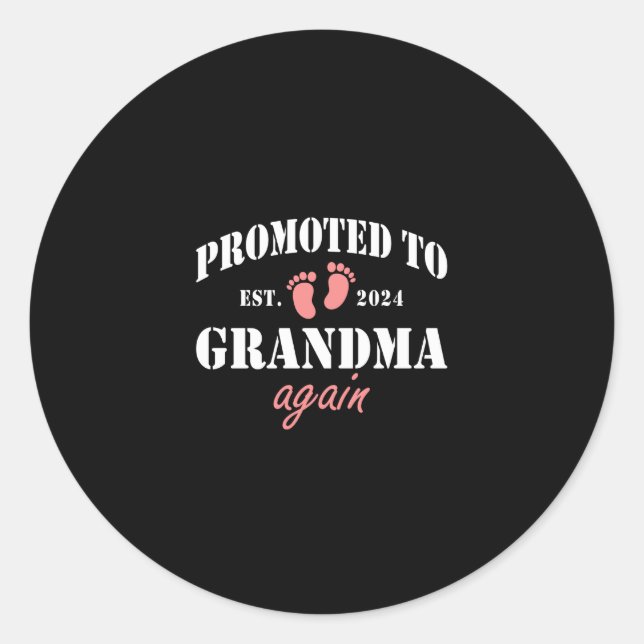 Promoted to grandma 2024 again classic round sticker (Front)