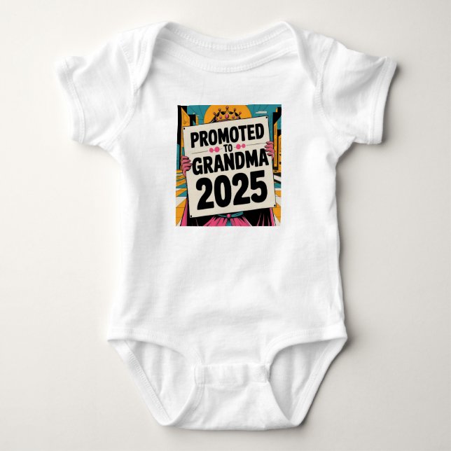 promoted to grandma 2025 birthday party baby bodysuit (Front)