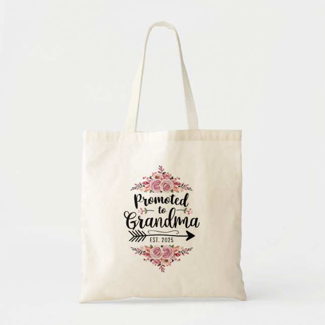 Promoted To Grandma 2025 Pregnancy Announcement Tote Bag (Front)