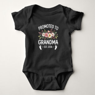 Promoted to Grandma 2026 First Time Nana Floral  Baby Bodysuit