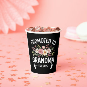 Promoted to Grandma 2026 First Time Nana Floral  Paper Cups
