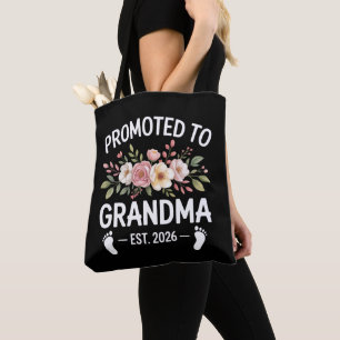 Promoted to Grandma 2026 First Time Nana Floral  Tote Bag