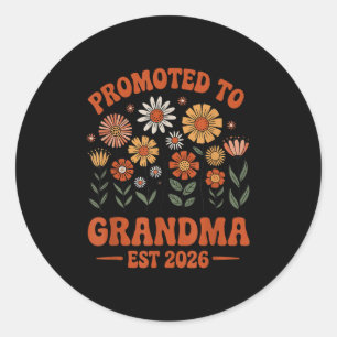 Promoted To Grandma 2026 Grandma 2026 Floral Retro Classic Round Sticker