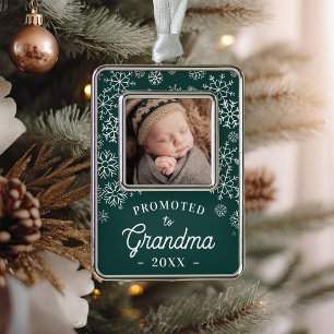 Promoted to Grandma Baby Photo Silver Plated Framed Ornament