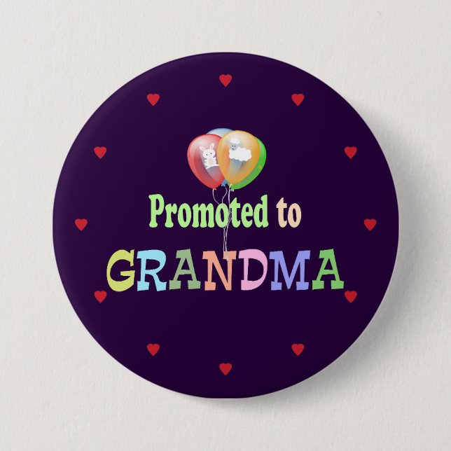 Promoted to Grandma, Balloons Celebration 7.5 Cm Round Badge (Front)