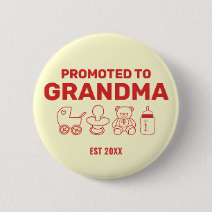 Promoted to Grandma Custom Baby Shower Party 6 Cm Round Badge
