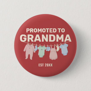 Promoted to Grandma Custom Red Baby Shower Party 6 Cm Round Badge